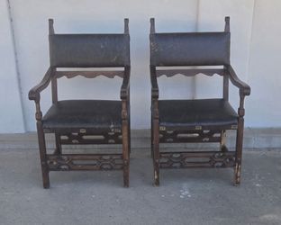 Pair of Vintage Spanish Colonial Revival Arm Chairs Southwestern