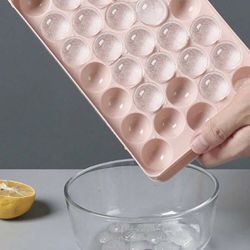 1pc 33 Cavities Round Ice Cube Tray With Lid, Ball Shaped Ice Maker Mold For Freezer