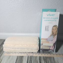 Vive Wheelchair Armrest Cover (Pair) - Memory Foam Sheepskin Pad for Office & Transport Chair - Soft Support Cushion Accessories for Padded Arm Rest, 