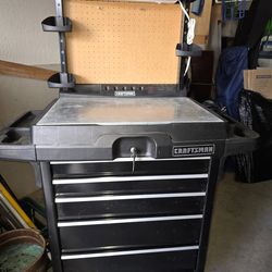 Craftsman Rolling Tool Cart / Workstation with Pegboard & Light