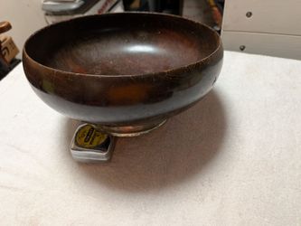 Vintage MCM Mid-Century Mahogany Bowl with Silver Pedestal Base - Signed Dan Warren