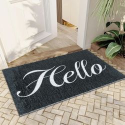 17.5x30 inch Door Mat Outdoor Indoor Welcome Doormat, Non Slip Floor Mat Rug Easy Clean Front Doormat for Garage/Entryway/Patio/Entrance/Hello