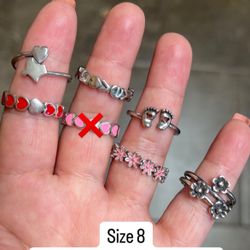 Sterling Silver Rings Size 8