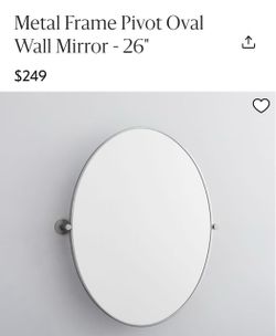 Brand New Westelm Pivot Oval Metal Frame Silver Wall Mirror For Bath Room Hall Way Dresser
