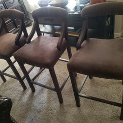 3 Bar Stools Dark Brown 25" From The Seat To The Floor 
