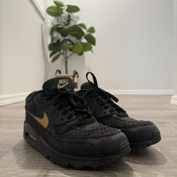 2018 Nike Air Max 90 Essential Black Gold 9 Men