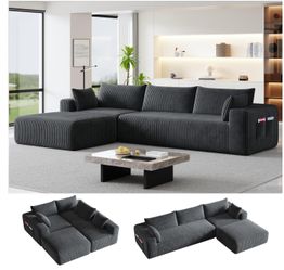 108” Boneless Modular Couch Dark Gray