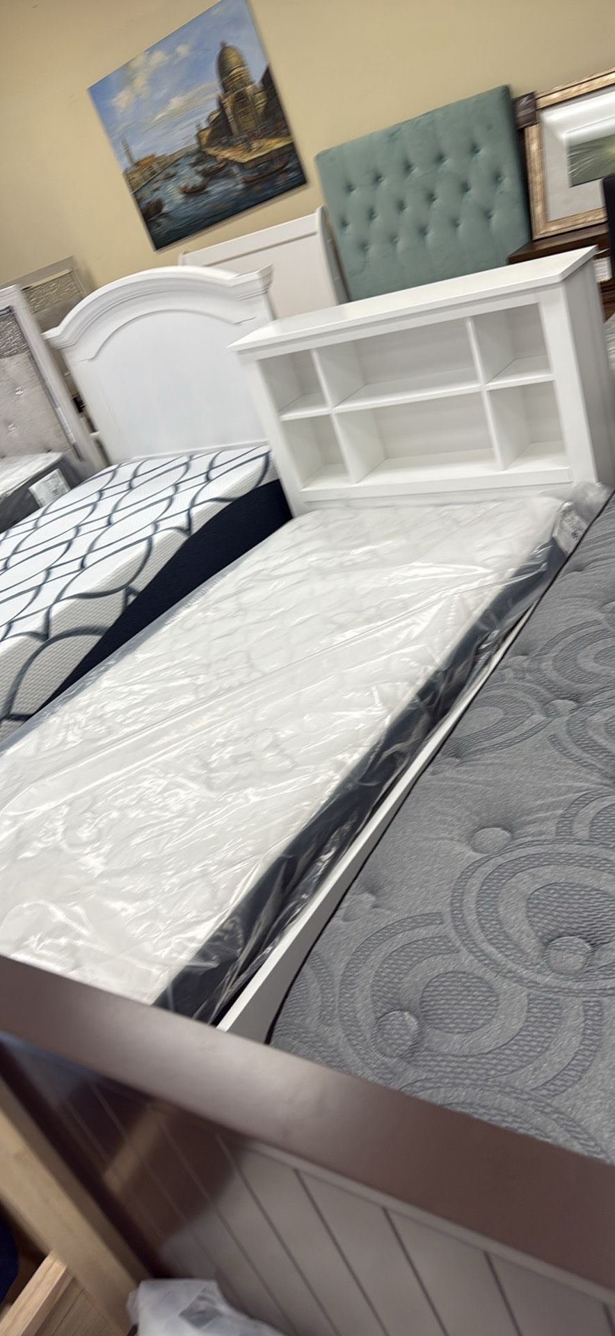 Twin Bed Frame ( Platform) With Book Case Head Board On Sale