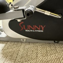 Gently Used Sunny Health Fitness Magnetic Elliptical Bike Cross Trainer Machine Stepper, Home Gym Cardio Workout Exercise Equipment, SF-E905