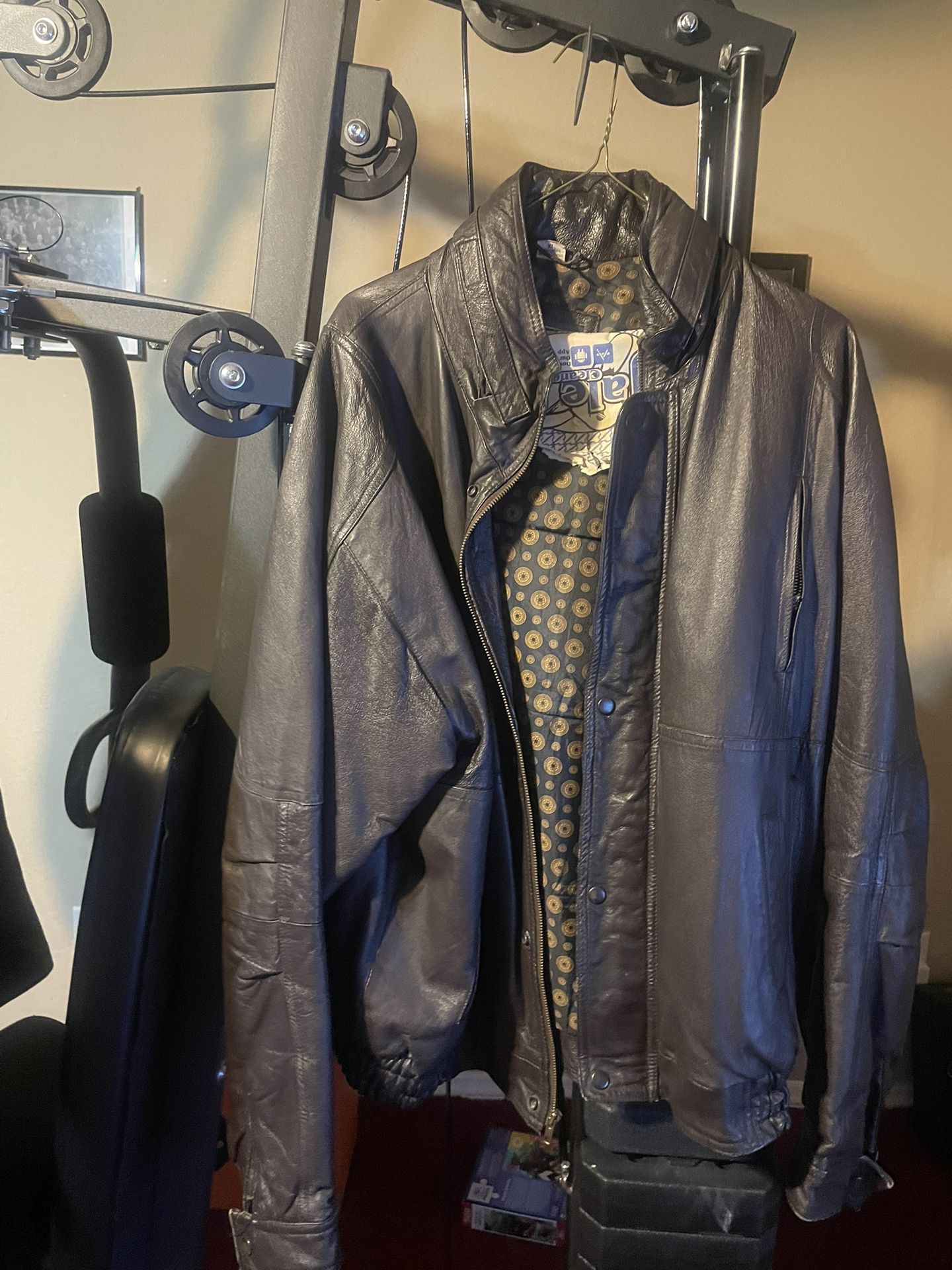Bomber, leather jacket, size extra large in gray condition
