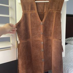 100% Suede Leather Vest, Brown