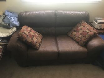 Brown leather couch
