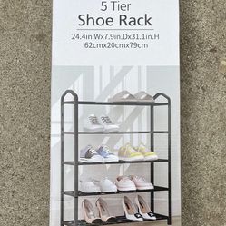 New  5-Tier Stackable Shoe Rack, Expandable & Adjustable Shoe Organizer Storage Shelf