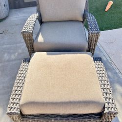Patio Weatherproof Chairs And Ottomans X2