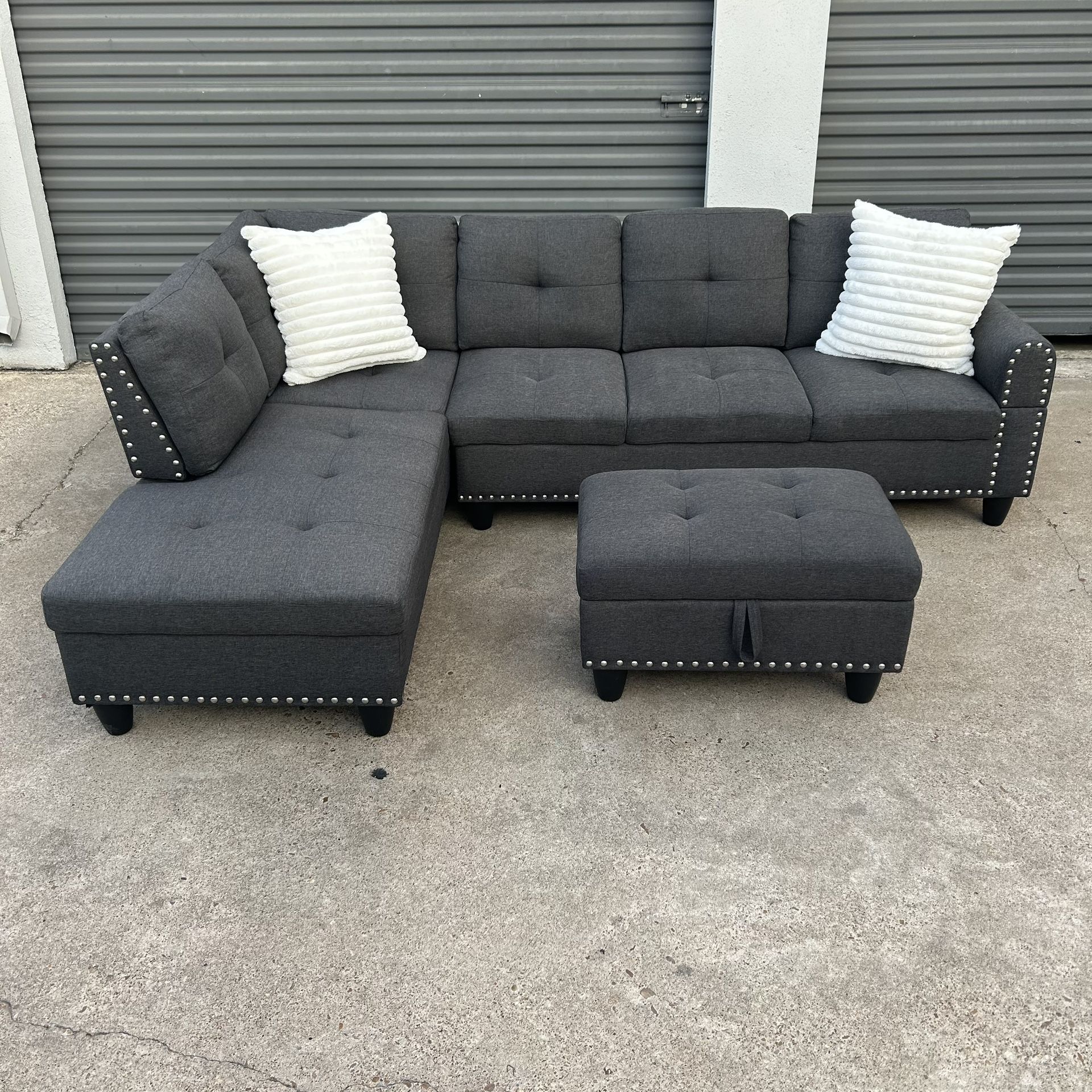 Charcoal Sectional With Ottoman
