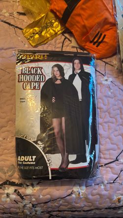 Black Hooded Cape Adult Halloween Costume