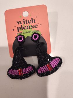 Brand new never worn Halloween beaded cute witch earrings.