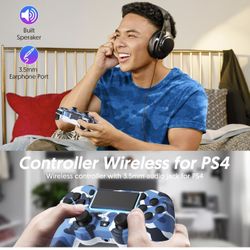 2 Pack Wireless Controller Compatible with Playstation 4/Slim/Pro/PS4，with Double Shock/Stereo Headset Jack/Touch Pad/Six-axis Motion Control