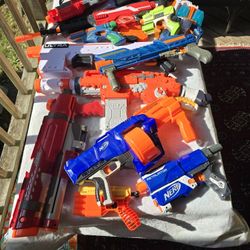 Multiple Nerf Guns With Cartridges And Ammo 