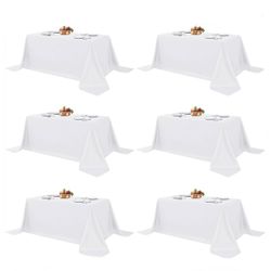  Fitable White Table Clothes for Rectangle Tables, 6 Pack - 90 x 156 Inch - Reusable and Elegant Tablecloths, Polyester Fabric Table CovRetails $74.95