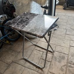 J&V TEXTILES Multi-Purpose Sturdy and Durable Decorative Bedside Laptop Snack Cocktails TV Folding Table Tray Desk Bedside Laptop Snacks Brown Marble