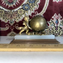 Vintage Bronze Cherub Paper Weight 