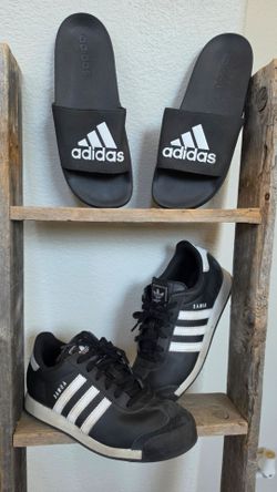 Boys / youth Addidas logo sandals and tennis shoes size 5