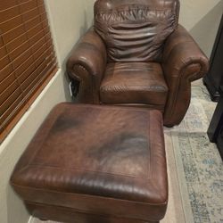  Leather Armchair + Ottoman – Great Condition FOR SALE MUST GO!