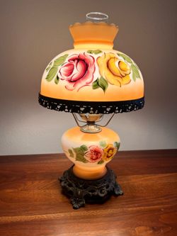 Antique lamp hand painted excellent condition