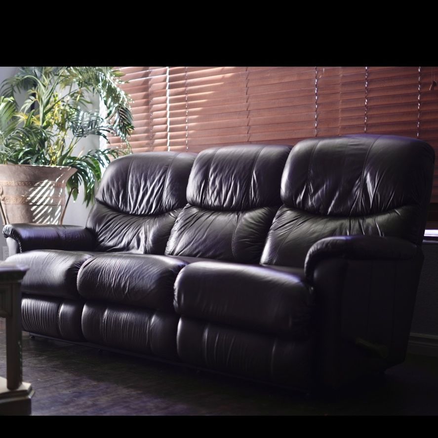 Chocolate Leather Couch Double Recliners