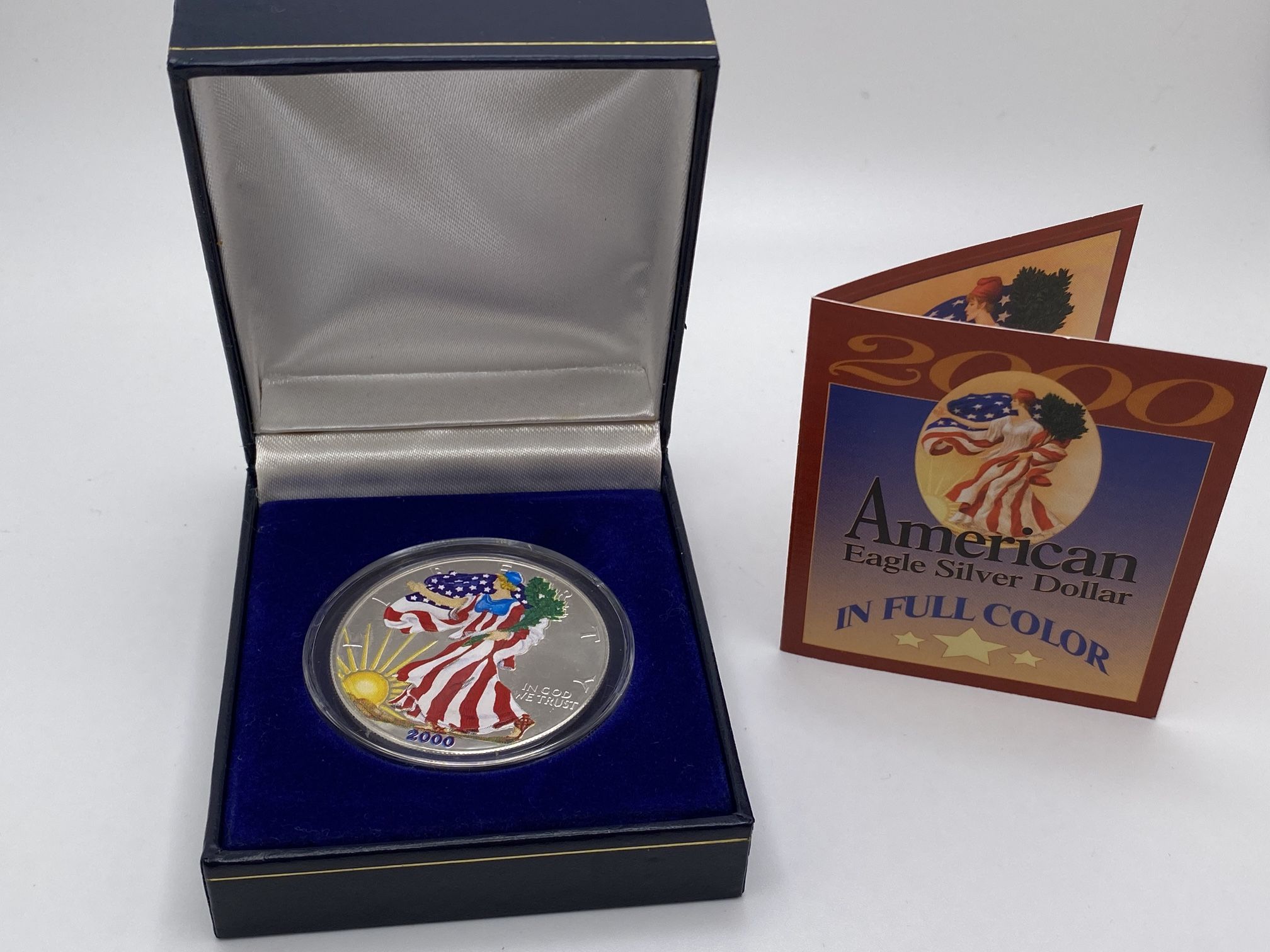 2000 American Eagle Silver Dollar IN FULL COLOR w/COA