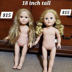 18 INCH TALL DOLLS $15 EACH LOTS OF DOLL OUTFITS & ACCESSORIES TOO