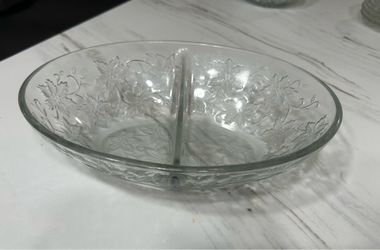 Princess House Fantasia Crystal Divided Oval Vegetable Serving Bowl