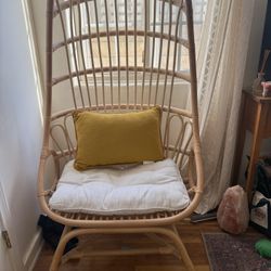 World Market Fallon Natural Rattan Cocoon Chair with Cushion