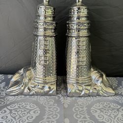 LIGHTHOUSE: Bookends, CERAMIC, Silverlook, set of 2