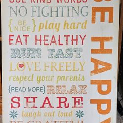 23" x 29" The Kids Room by Stupell Be Happy Typography Oversized Wall Plaque Art