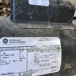 2 speed 230v 08.8a 56fr GE Motor 5kcr48tn2351x MTRGE-2351 MTRGE-2384 use for 9069 mtr, Ultra Jet® Spa Motor, a BARE MOTOR 4.5 Hp