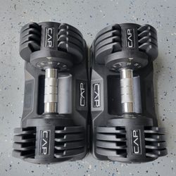 Cap Adjustable Dumbbells Set 5 To 25 Pounds Excercise Weightlift Weight 