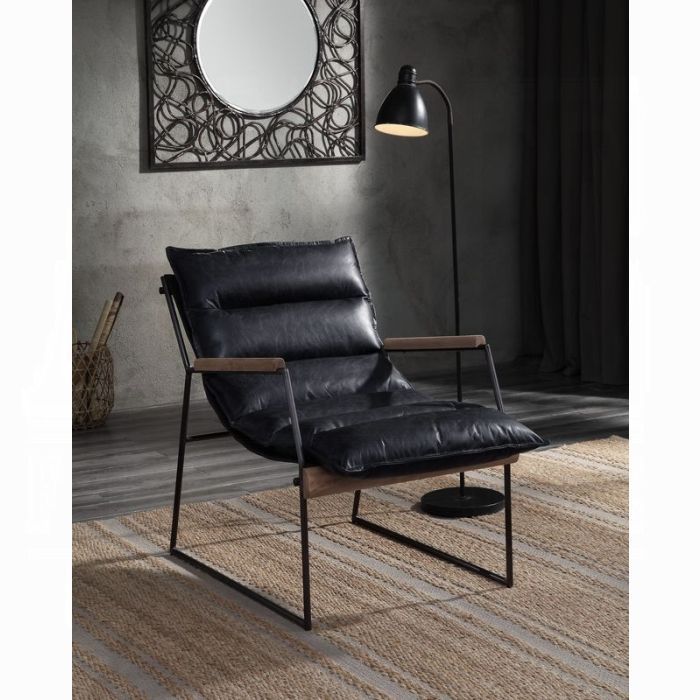 Accent Chair Distress espresso Top Grain Leather and Matt iron finish. New Especial price