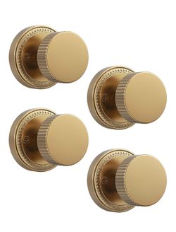 Asidrama 4 Pack Champagne Bronze Passage Door Knobs with Lock, Door Handles with Champagne Bronze Door Knobs Interior for Bedroom or Bathroom, Heavy D