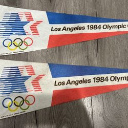 Vintage 1984 Los Angeles Olympic Games Pennants (Set of 2)