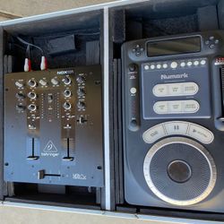 CD Turntables, Mixer, Case And Stand