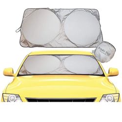 NEW Windshield Sun Shade -The only Certified Foldable Sunshade for car Windshield to Block 99.87 % UVR Keeping Your Vehicle Cooler- Windshield Sunshad
