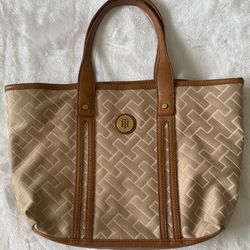 Tommy Hilfiger Beige Tote with Brown Trim.