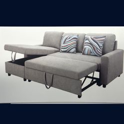 Light Grey Microfiber Sectional Sleeper Sofa Couch 