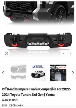 Off Road Bumpers Trucks Compatible for 2022-2024 Toyota Tundra 3rd Gen