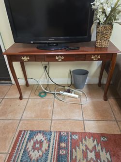 Cherry Wood Console Table with Drawers