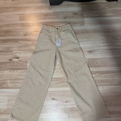 Cernucci Baggy Tan Washed Jeans; Size 28 Waist