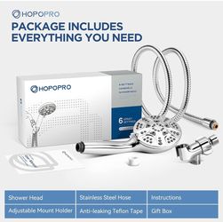 6-Mode High Pressure Handheld Shower Head Set, Consumer Reports Recommended HOPOPRO High Flow Hand Held Showerhead with 59 Inch Hose Bracket Teflon Ta