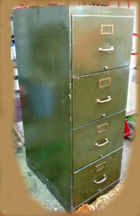 vintage military industrial solid wood shaw walker filing cabinet